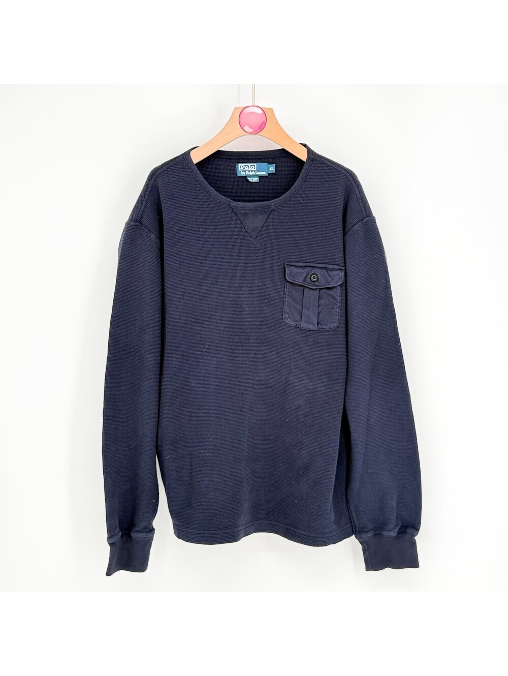 Vintage Polo Ralph Lauren Navy Cotton Waffle Knit Men XL